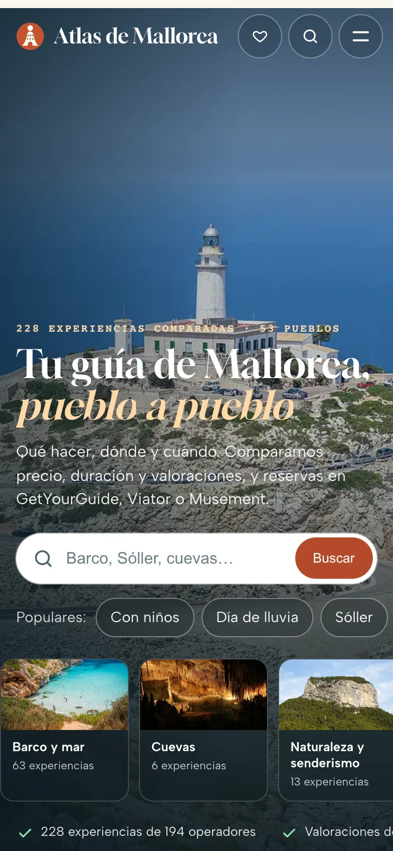 Home page on mobile