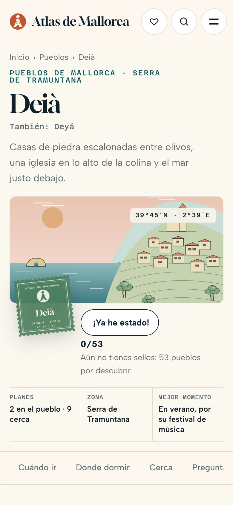 The town of Deià on mobile