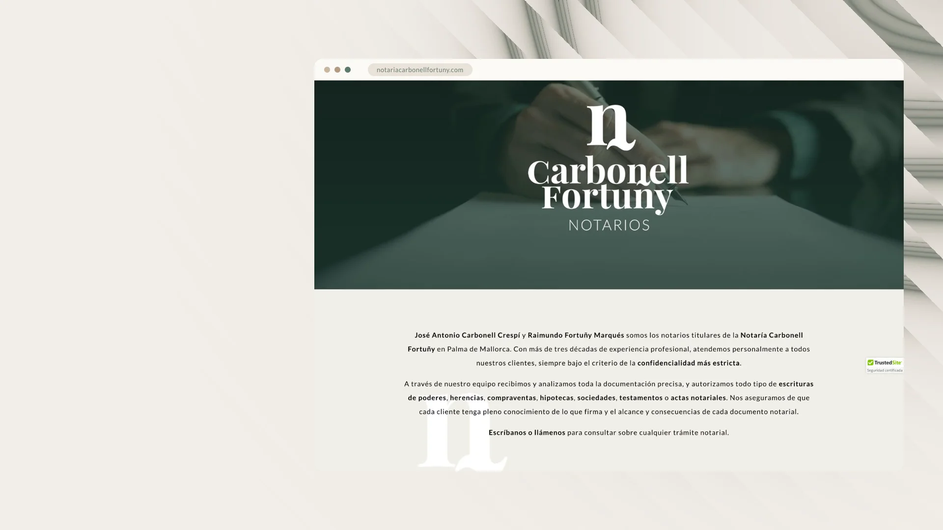Silent walkthrough of the Carbonell Fortuny Notarios website